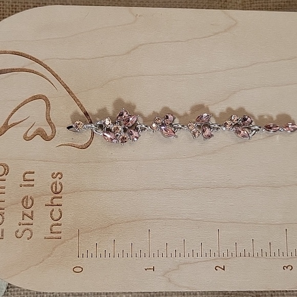 CHAMPAGNE ROSE CRYSTAL DRIP EARRINGS - Picture 6 of 8